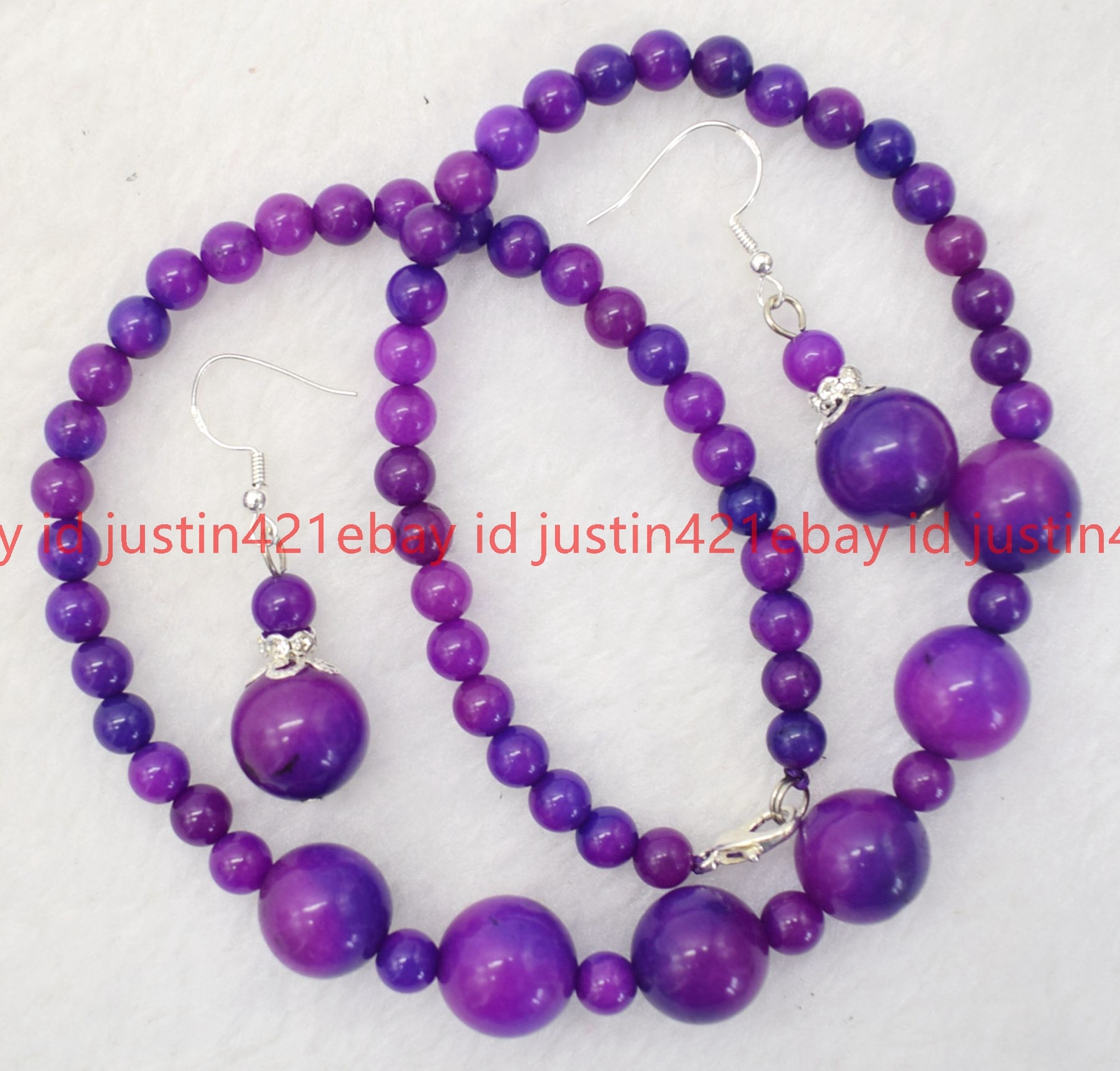 Natural 6-14mm Purple Sugilite Round Beads Gemstone Necklace 18″ Earrings AAA