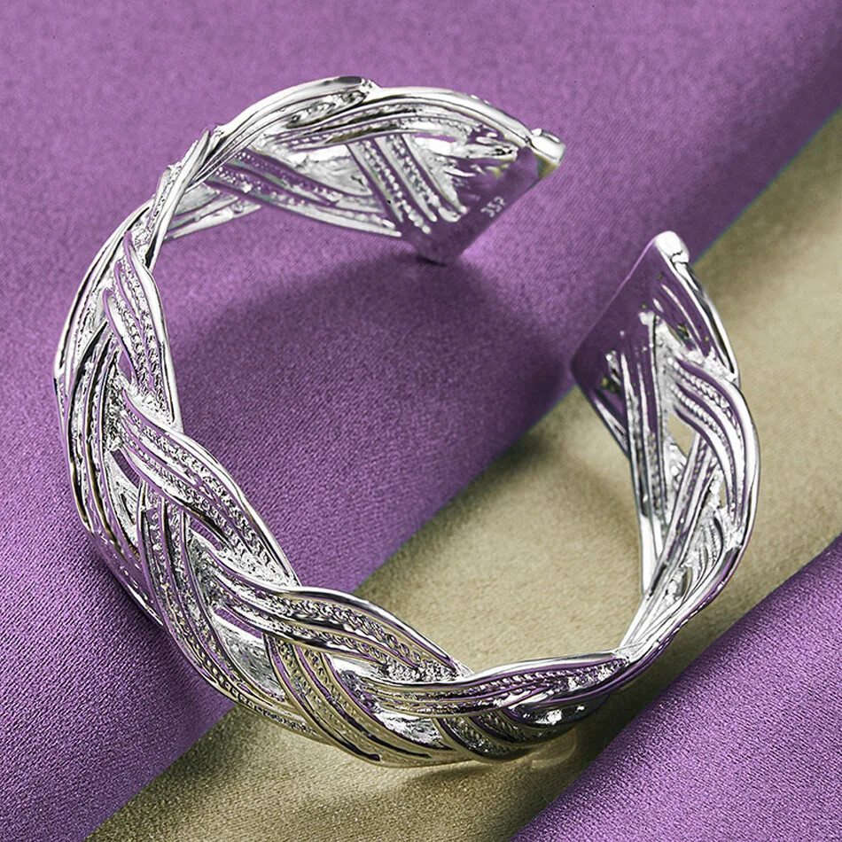 CHSHINE 925 Sterling Silver Adjustable Bracelet Bangle Ring Charm Jewelry Sets