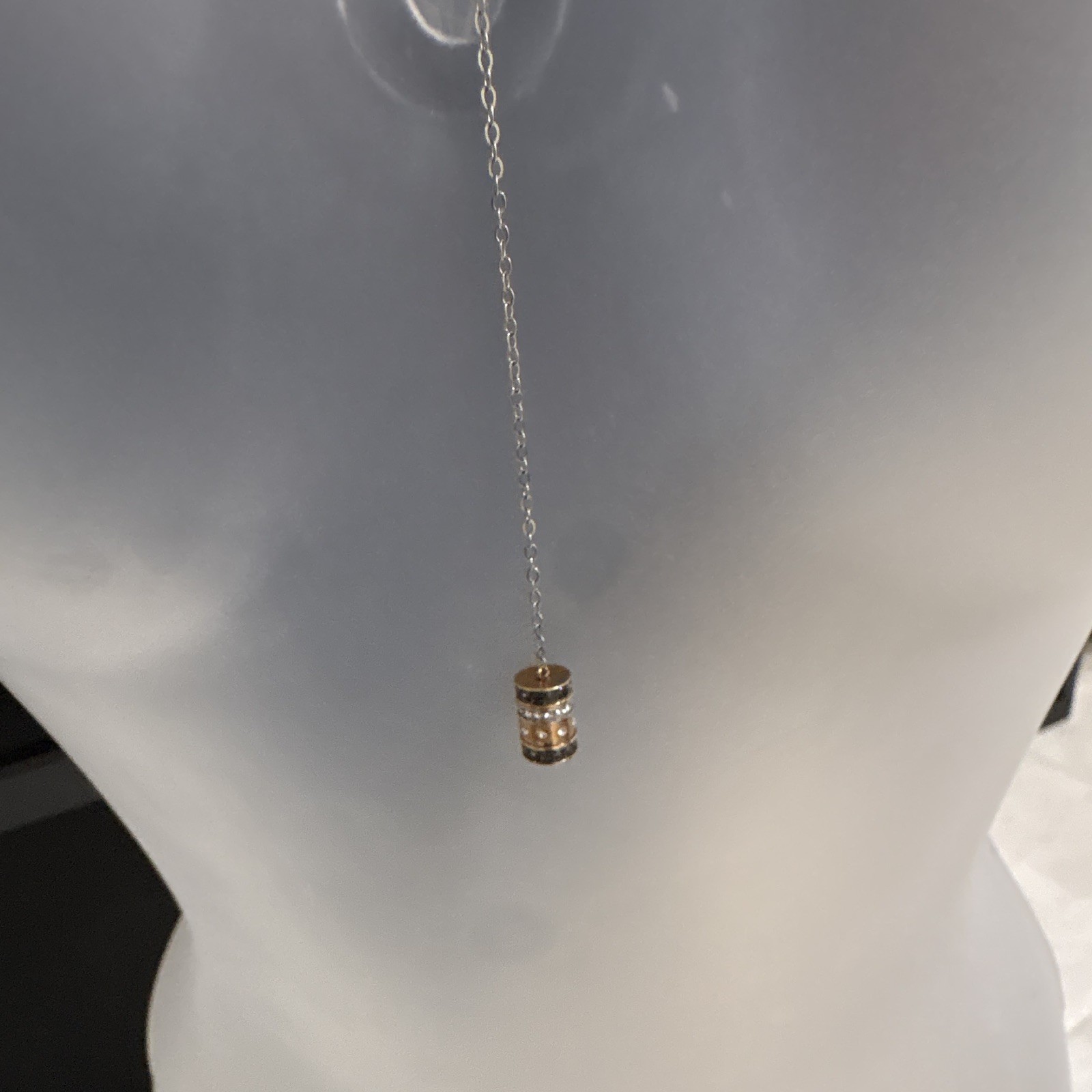 Swarovski Signed Crystal Y-Drop Lariat Barrel Pendant Swan Charm Adjustable