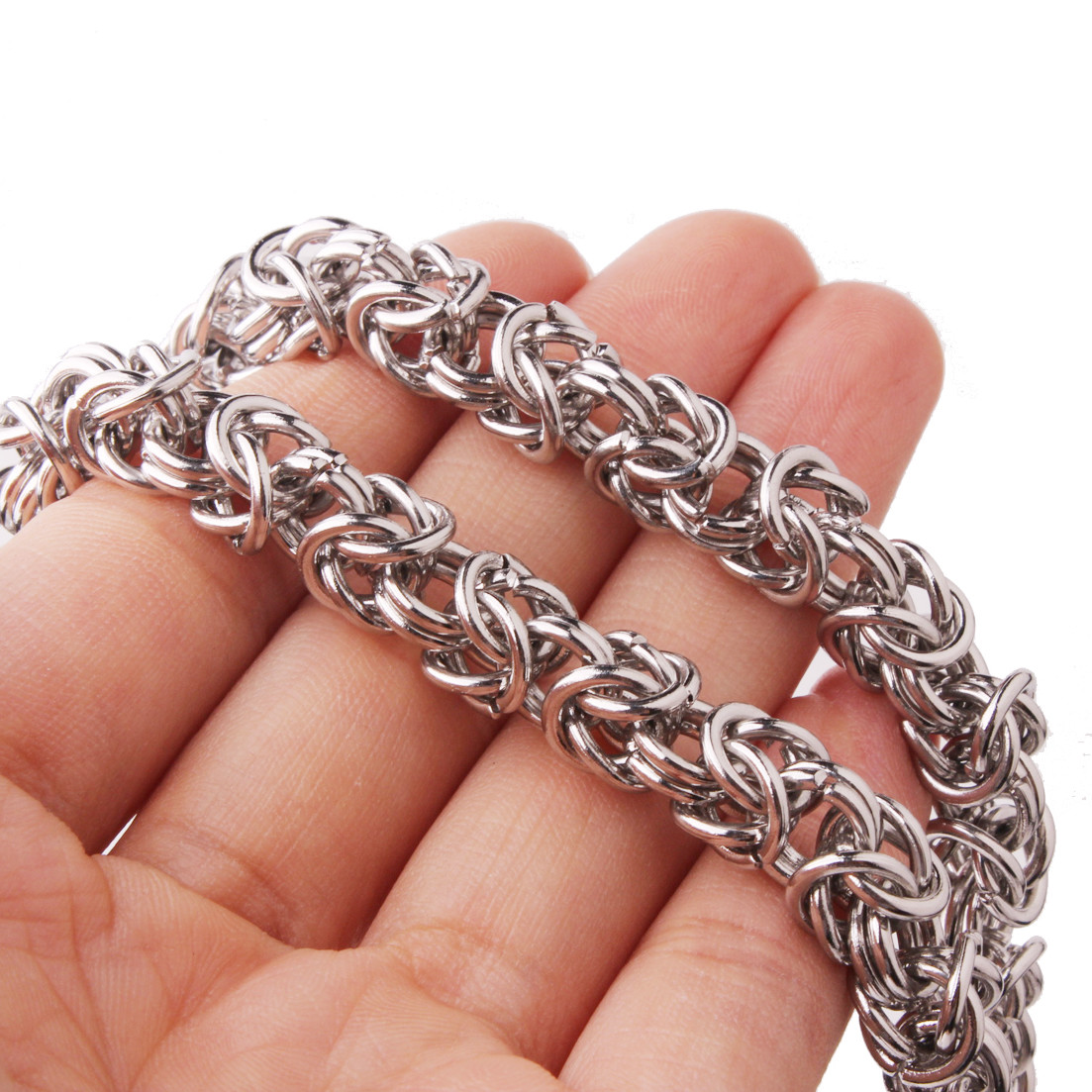 Heavy Gift 8mm 316L Stainless Steel Silver Byzantine Chain Men’s Necklace 23.6″