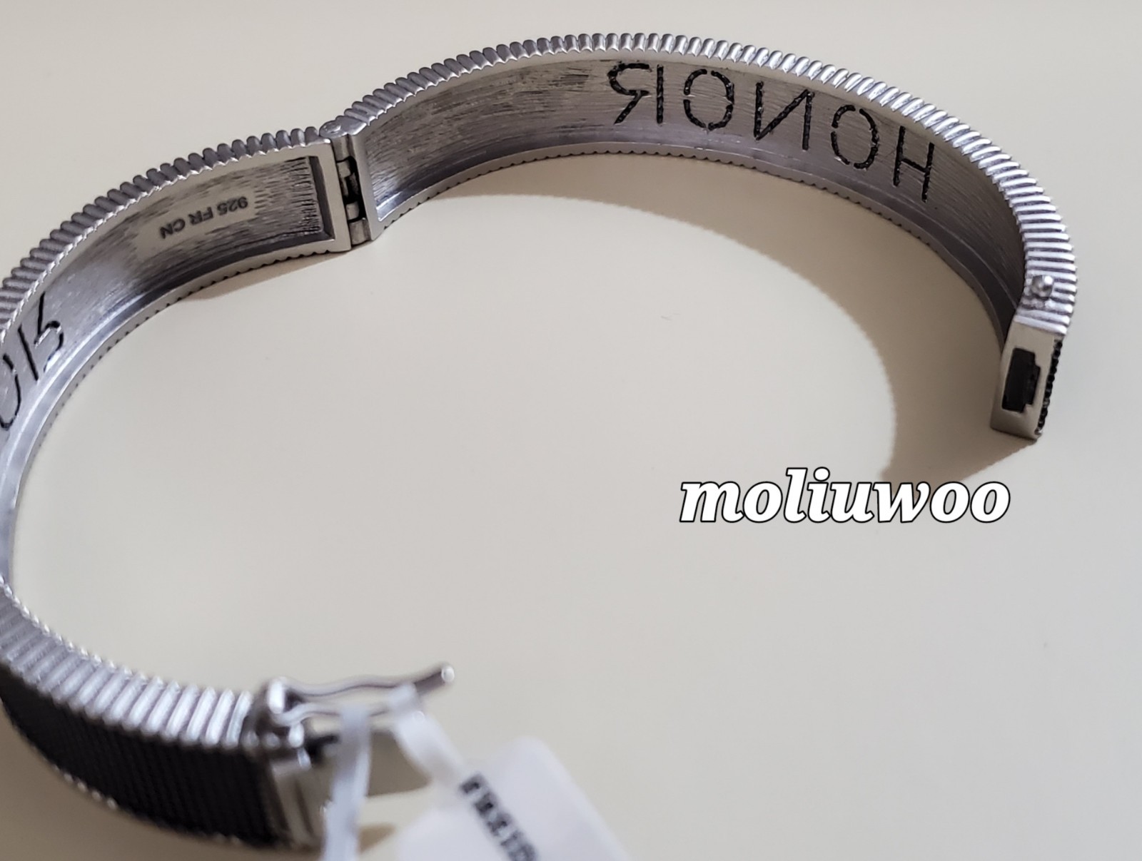 New Freida Rothman 925 Sterling Silver Rhodium Matte Finish CZ Honor Bracelet