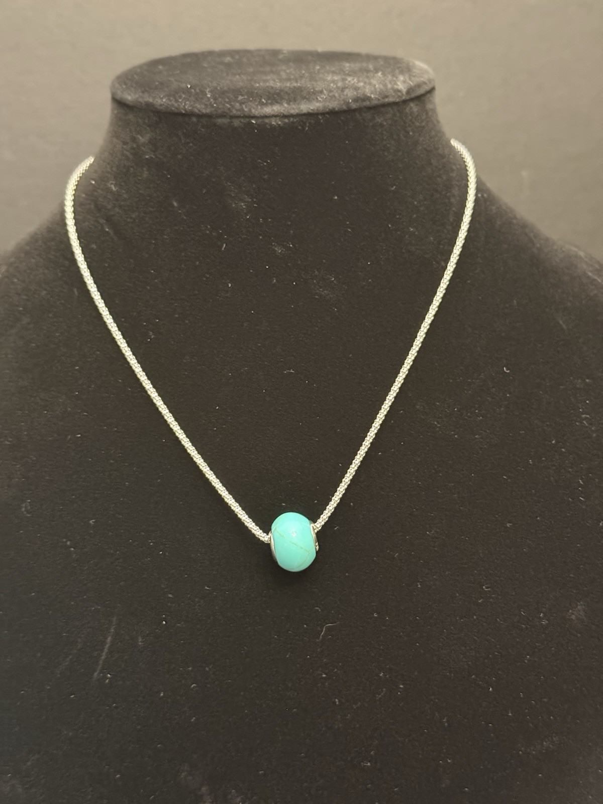 NWT Signed ATI Athra Set Sterling SilverSnakeChainNecklace& Turquoise, 925 Charm