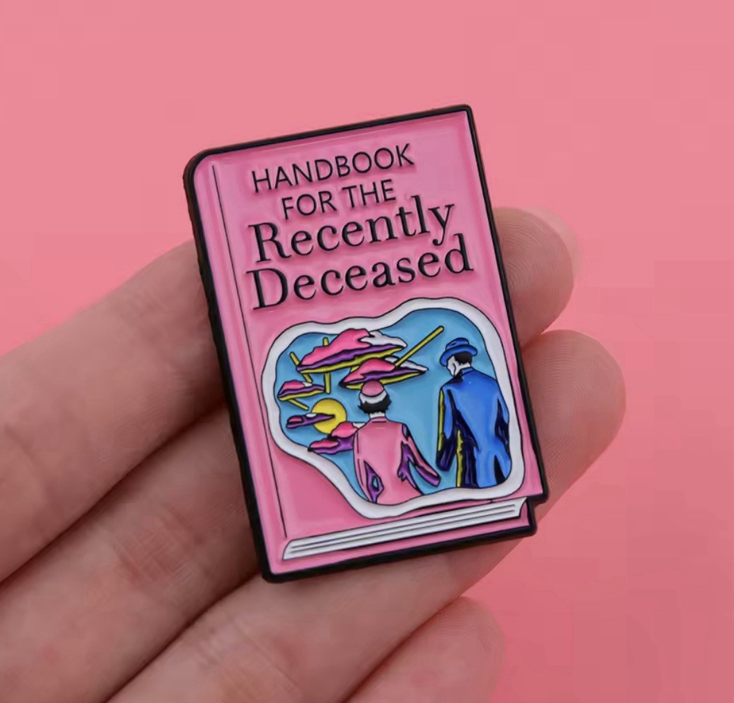 Recently Deceased Style Handbook Pin 1pc Pin Rubber Backer Horror FREE SHIPPING