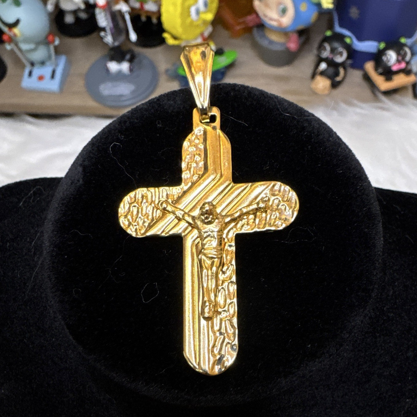 Cross Jesus Pendant Charm 14k Gold Filled Lenght 1.77inch, 2.4mm width, 7mm Bail