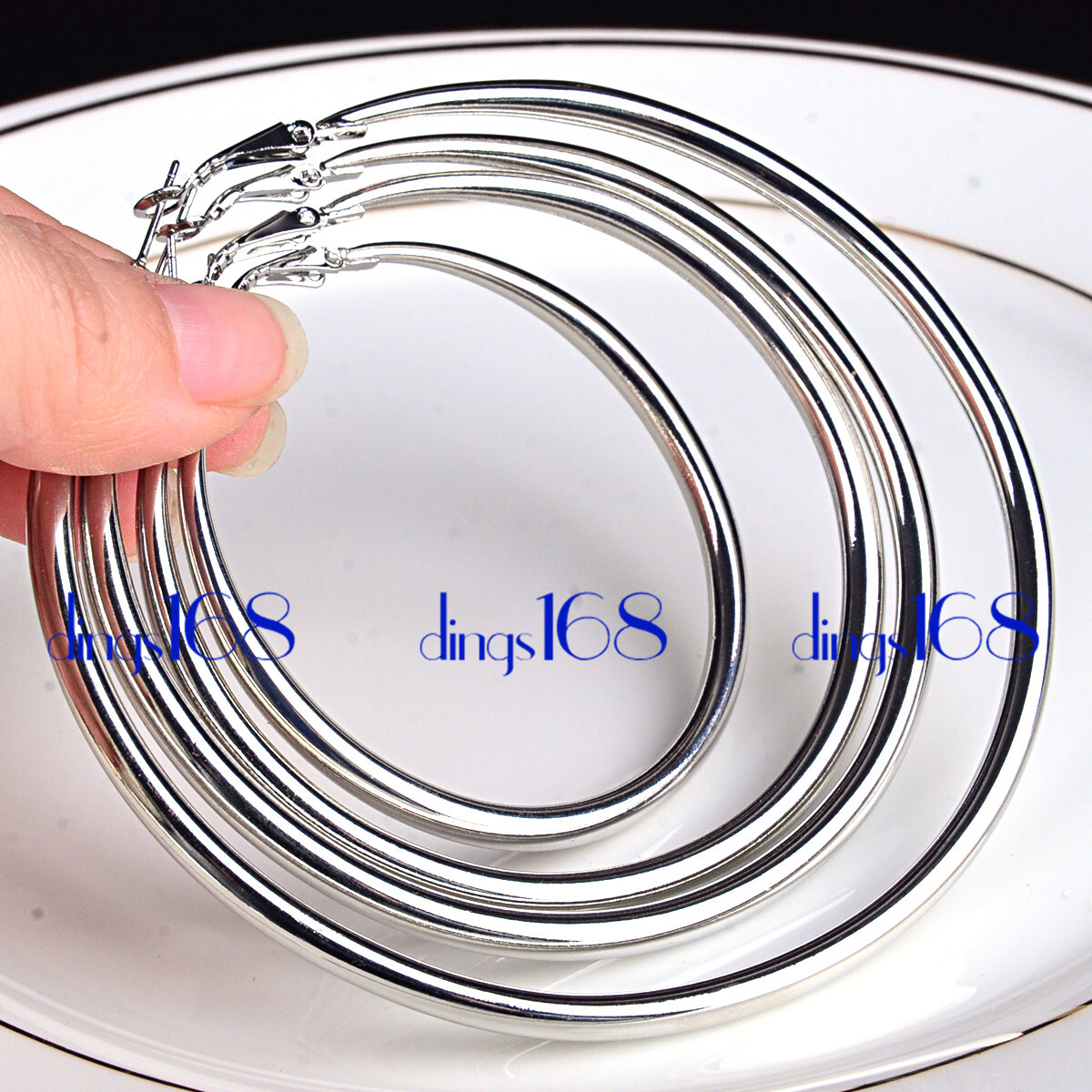 Women’s Classic 925 Sterling Silver 2.17″ Large Tube Tubular Hoop Earrings T039