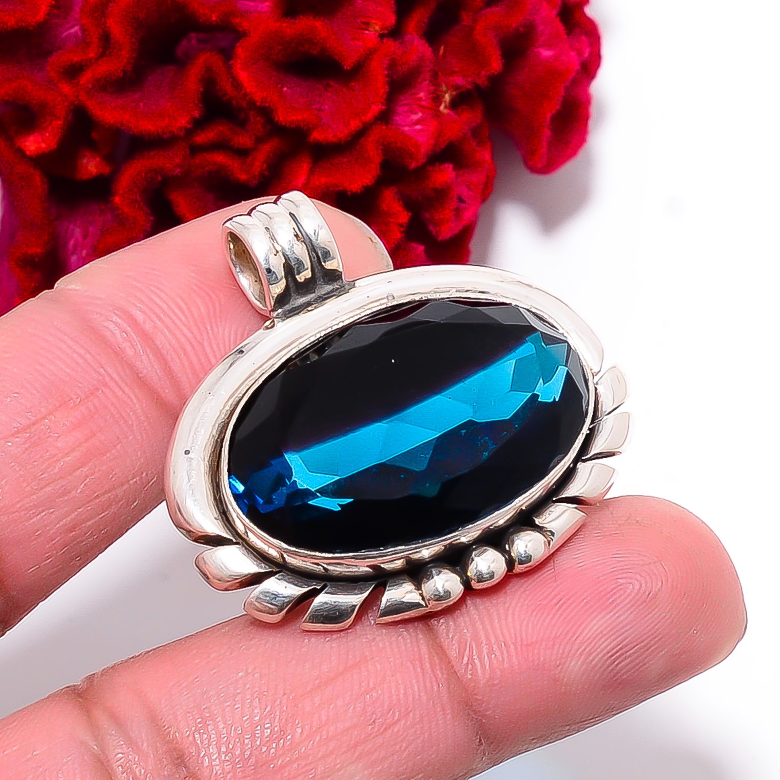 Bi-Colour Tourmaline Gemstone 925 Sterling Silver Pendant 1.17″ P97256