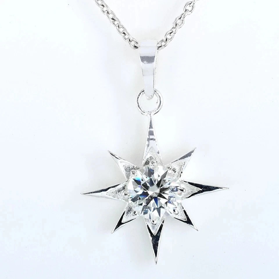 Gorgeous 3.30 Ct White Diamond Solitaire Pendant In 925 Silver, Treated