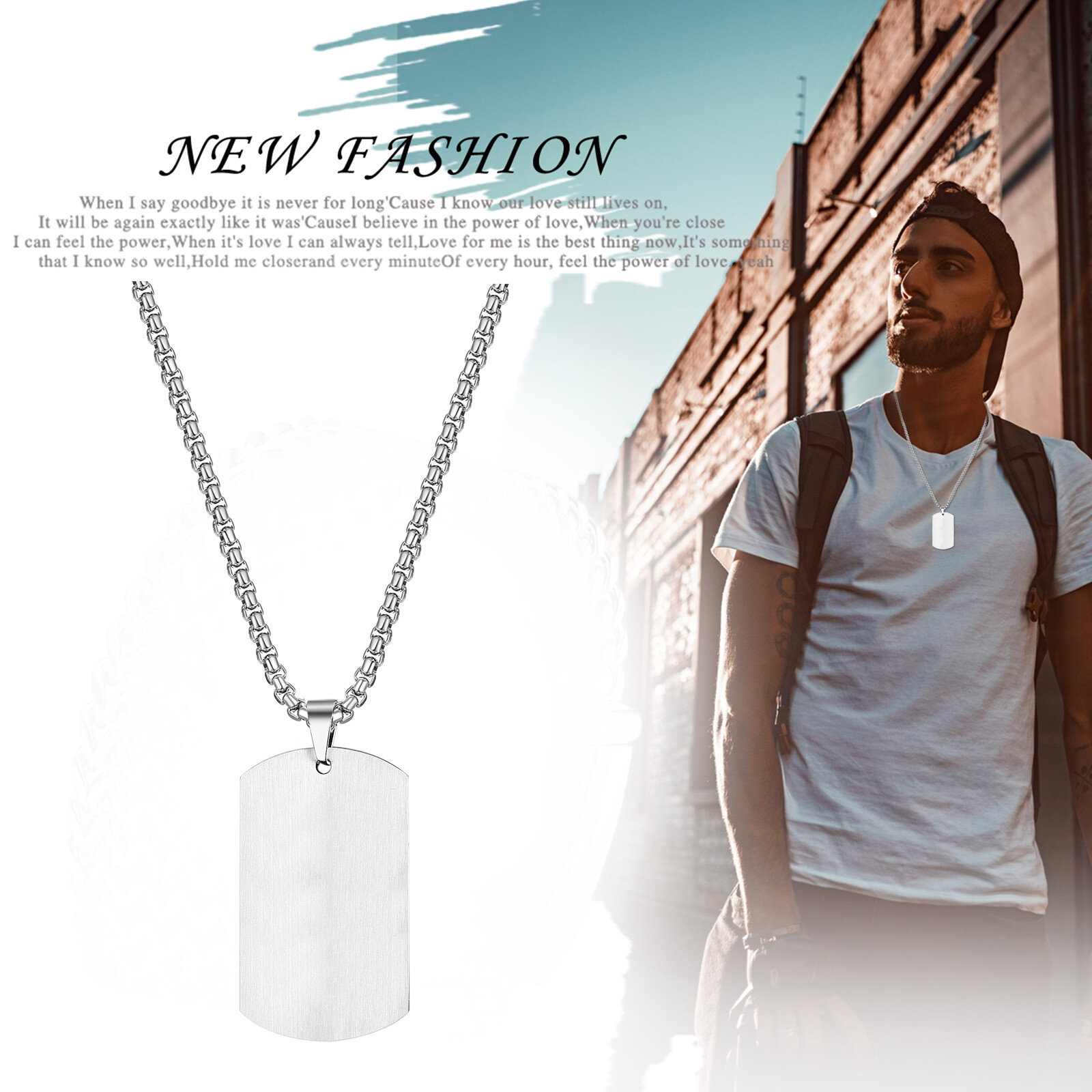 Personalized Photo Picture Custom Engraved Dog Tag Pendant Necklace Men Women
