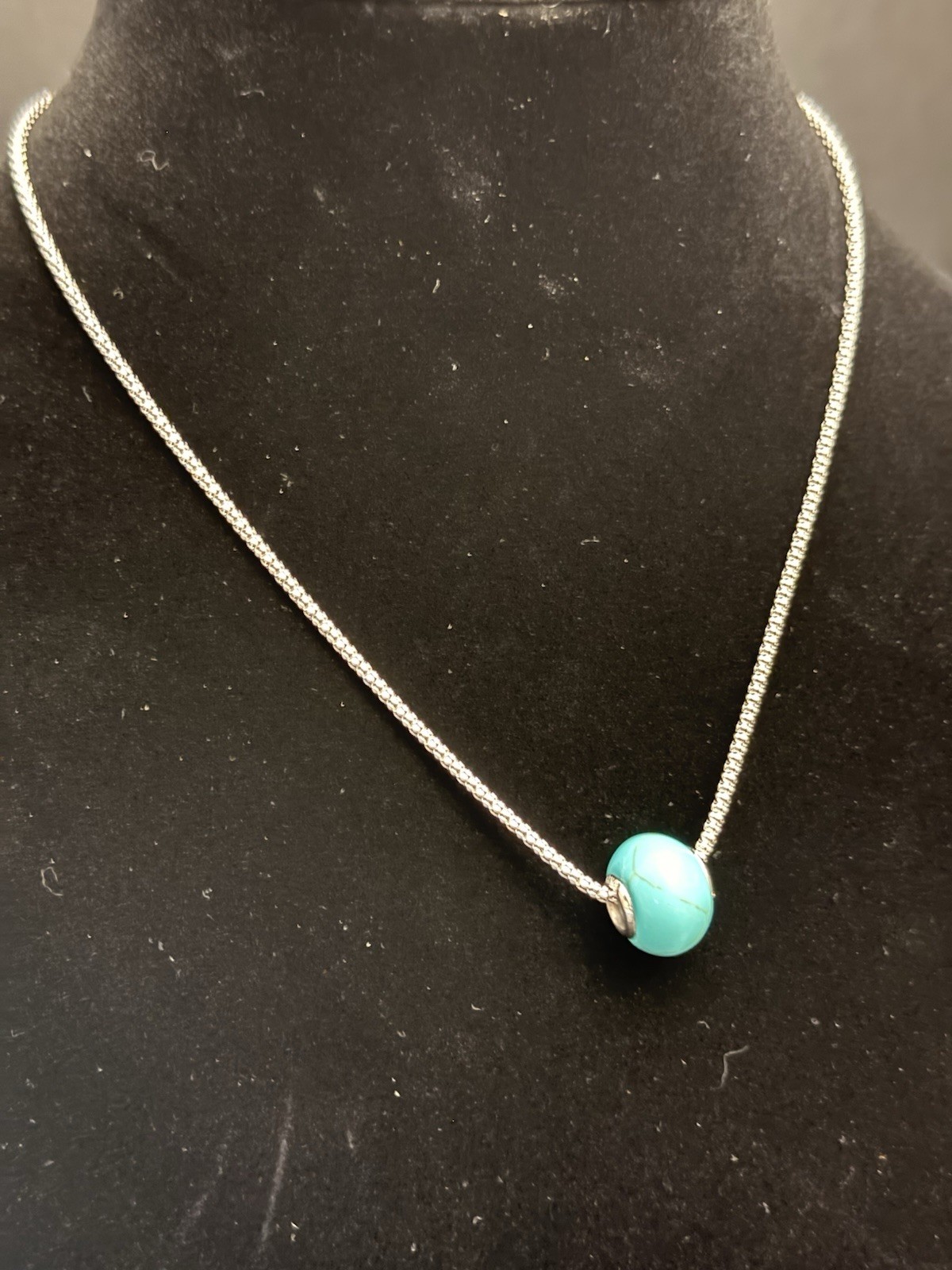 NWT Signed ATI Athra Set Sterling SilverSnakeChainNecklace& Turquoise, 925 Charm