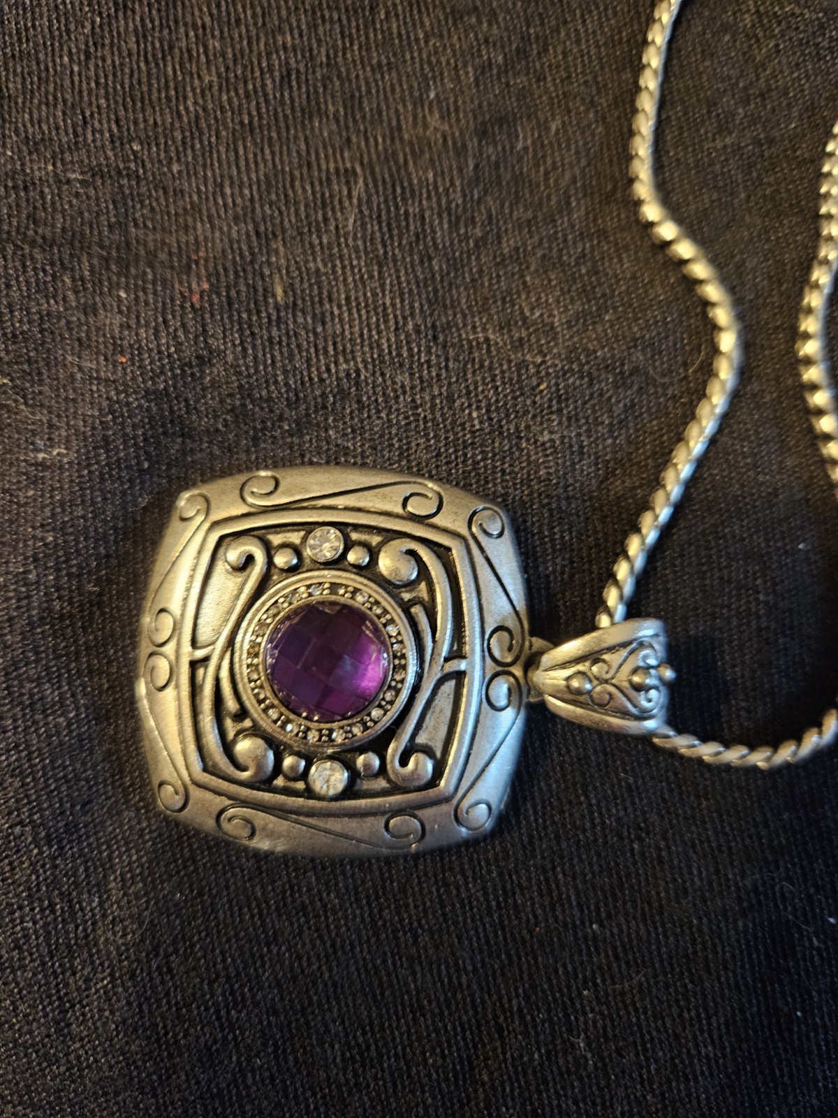 Grace Adele Silver Tone Magnetic Pendant Necklace with 6 Interchangeable Gems