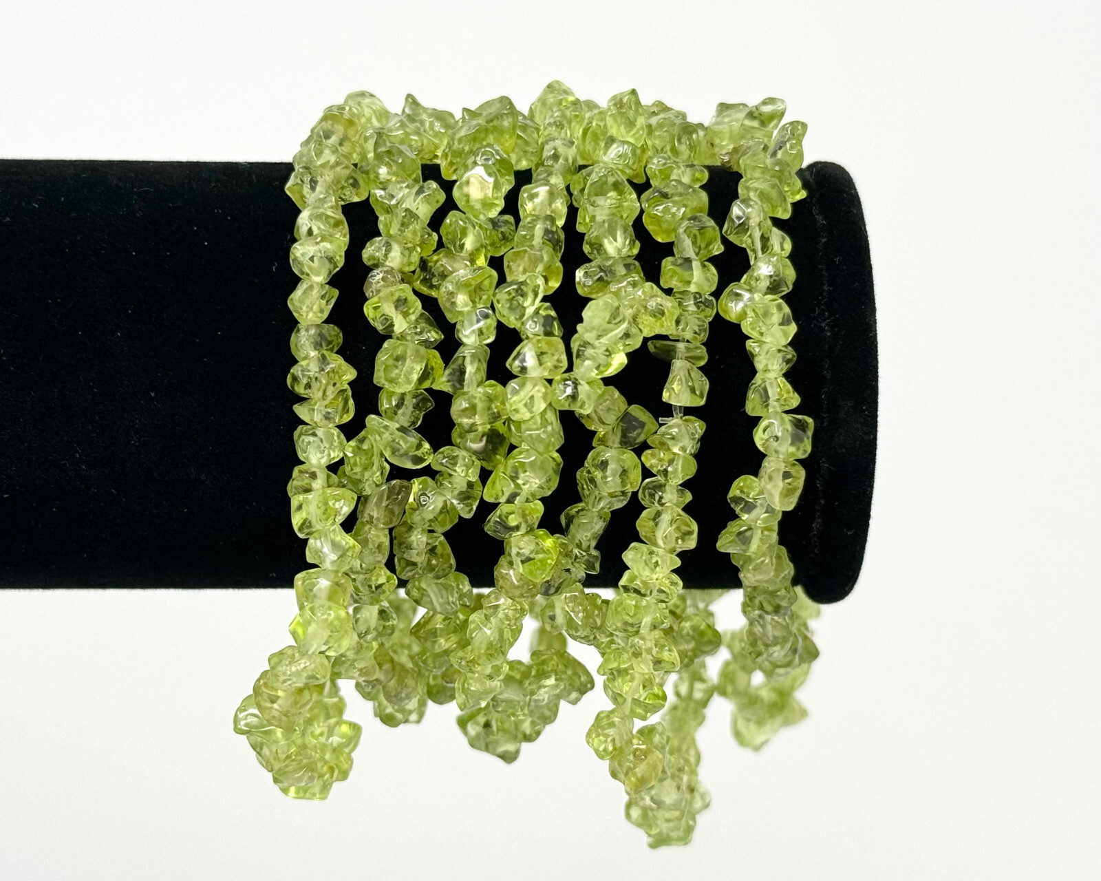 Peridot Chip Bracelet, Stretch: Raw Natural Peridot Crystals (US SELLER)
