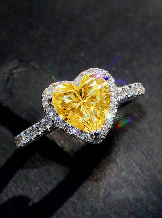 Fashion Women Luxury Heart Shaped Cubic Zirconia Wedding Engagement Ring Jewelry