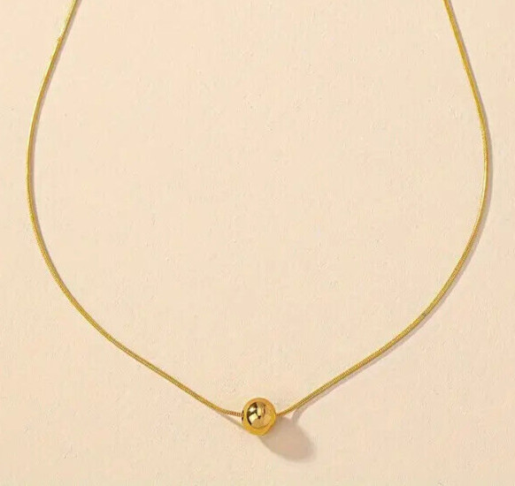Small Round Pendant Necklace Durable Titanium Steel Golden Color