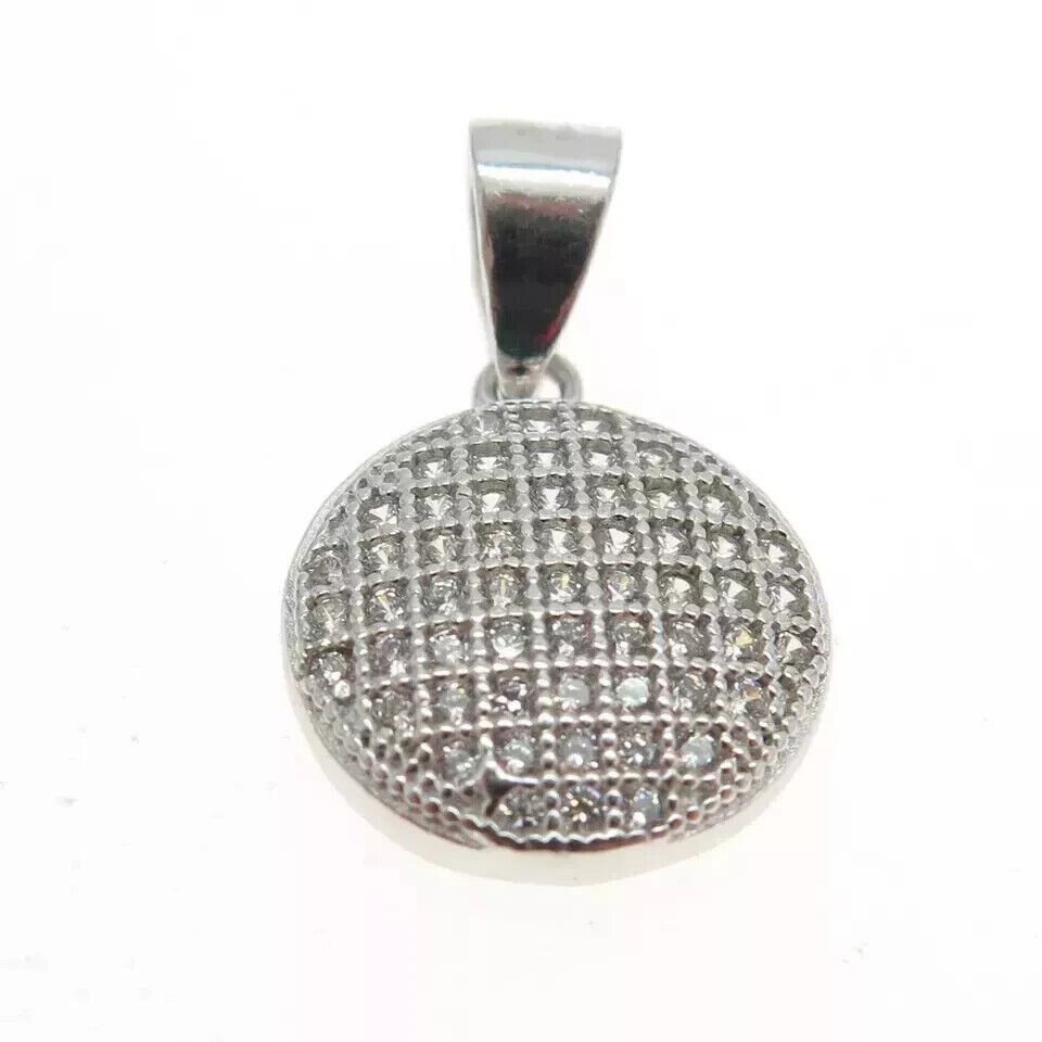 Round Cut Simulated Diamond Unisex Stunning Round Pendant 14K White Gold Plated