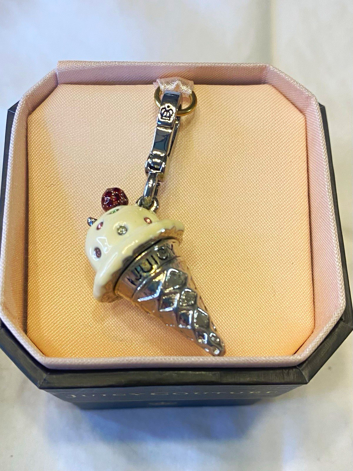 2007 Vintage Y2K Silver Juicy Couture Gelato Ice Cream Cone Charm