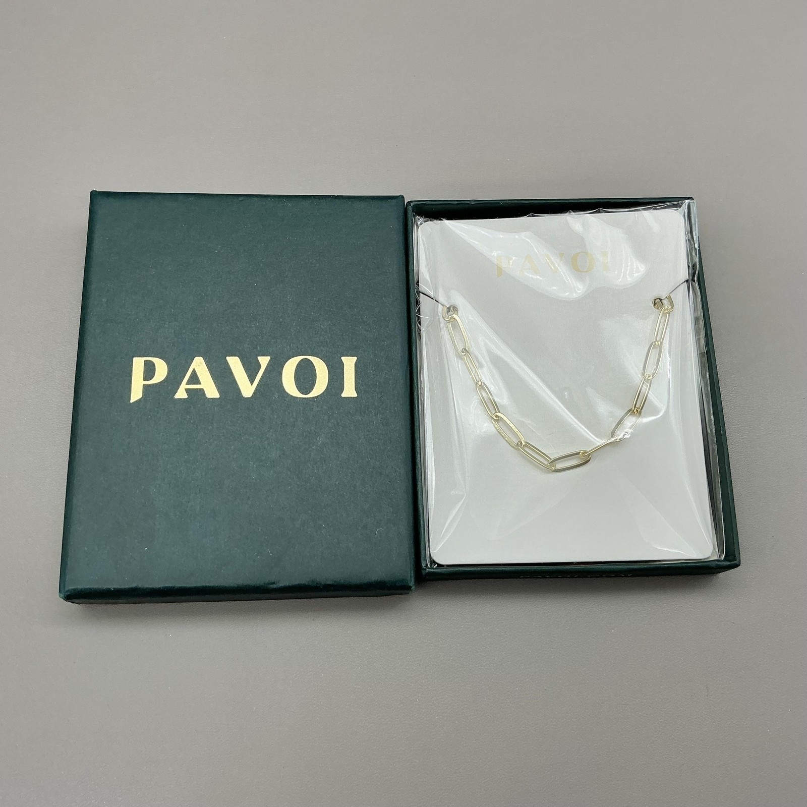 Pavoi Necklace Gold Tone Paperclip Link Chain Dainty Womens Jewelry Boxed