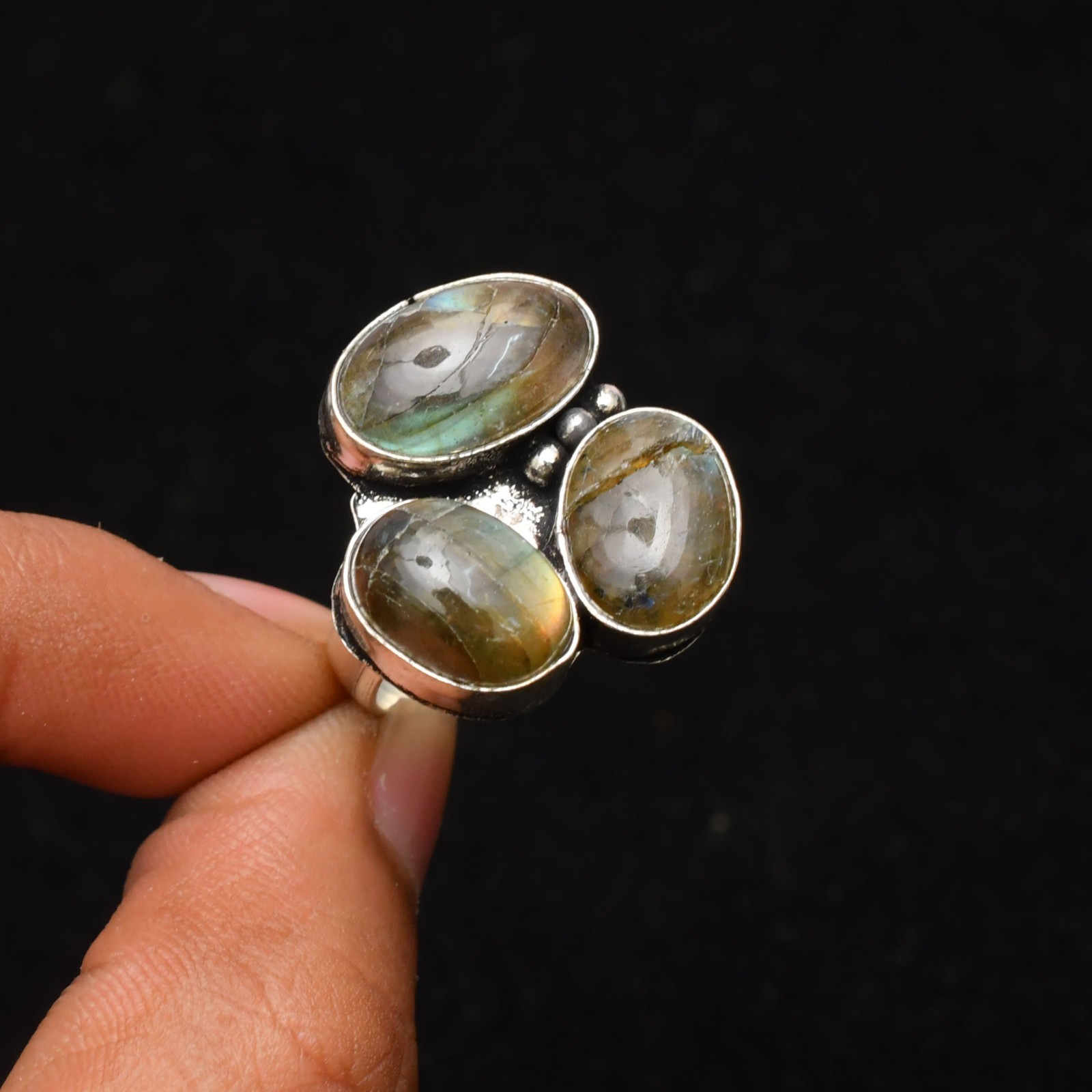 Labradorite Gemstone 925 Sterling Silver Jewelry Ring Size 8.5