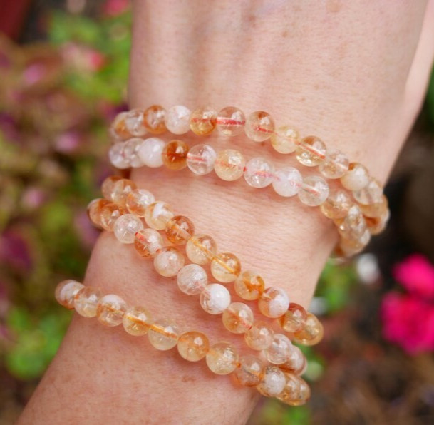 Natural Citrine 6mm Beads Healing Reiki Minimalist Success Crystal Bracelet Gift