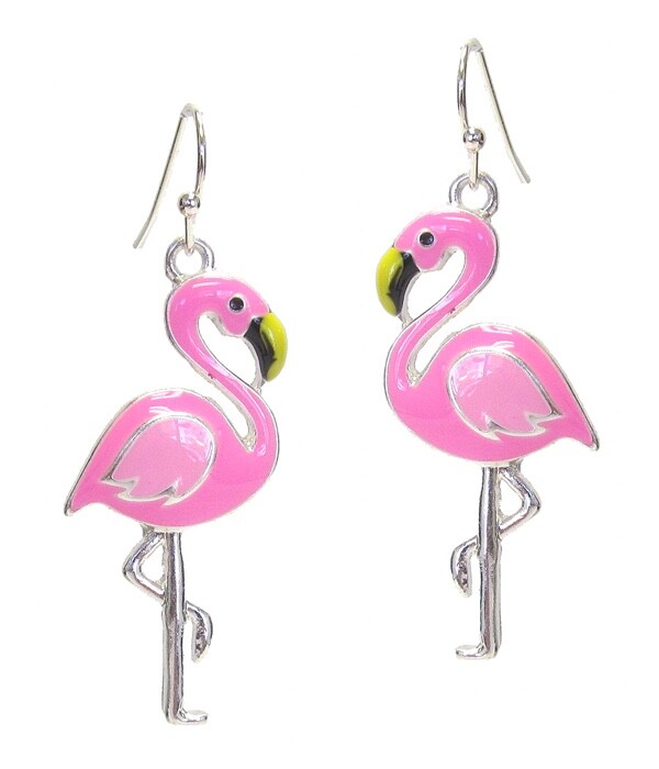 Pink Flamingo Earrings Women Dangle Light Weight