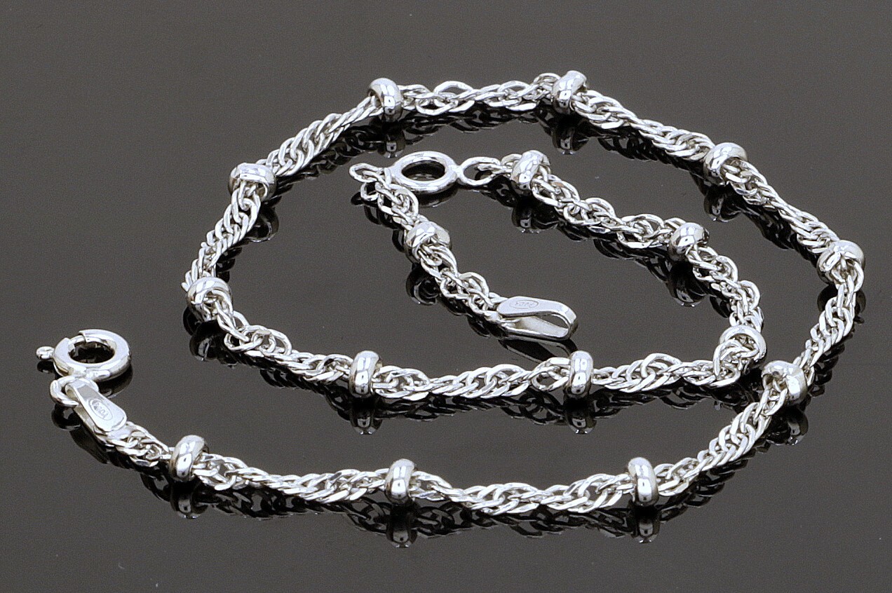925 Silver Ankle Bracelet L-9.”+1″ext W- 3mm / 3.1 gr #1623