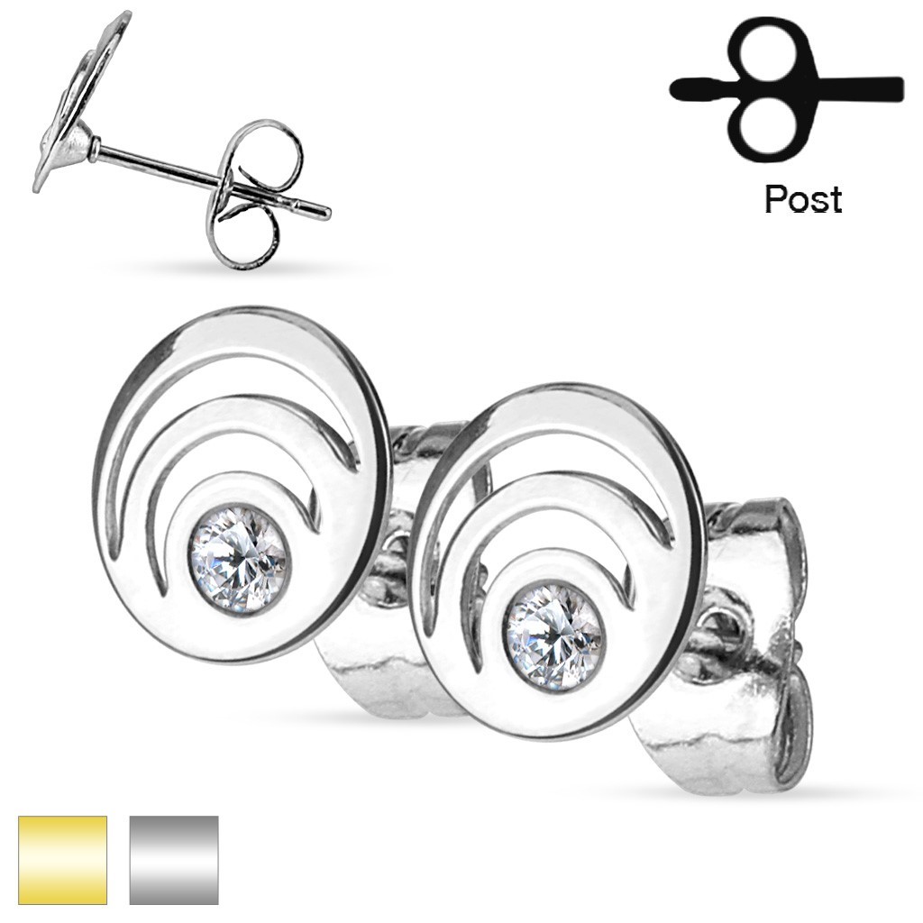 Stainless Steel 0.08 Carat CZ Loop Post Stud Earrings (Choose Color)