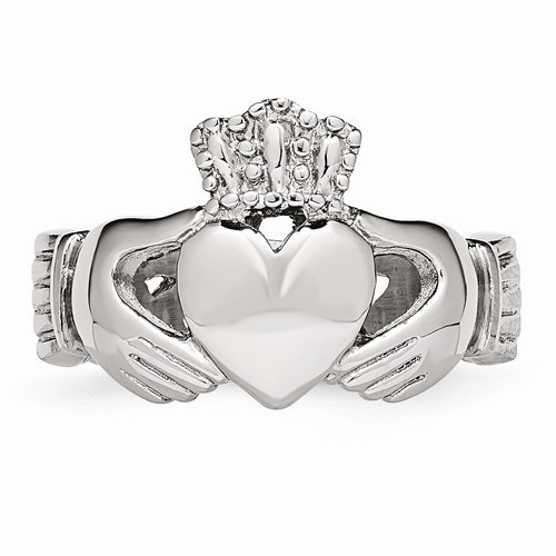 CHISEL BRAND STAINLESS STEEL BRAIDED CLADDAGH WEDDING BAND / RING- SIZE 6