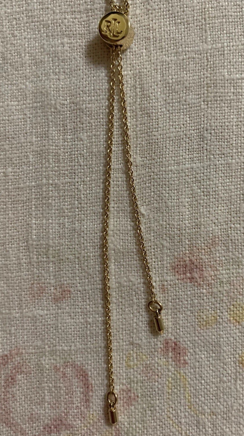 STUNNING RALPH LAUREN Necklace, NWT, Gold Lariat Style, 27 Inch. W/4 In Drop.