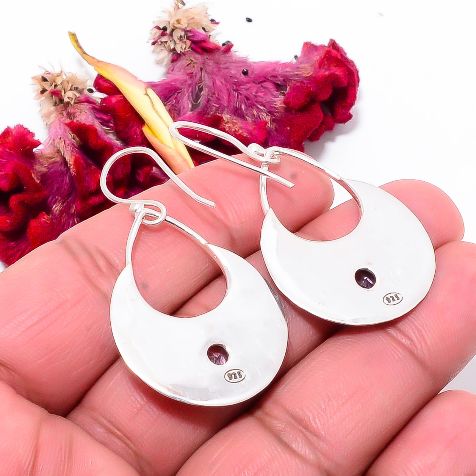 Pink Kunzite Gemstone Designer Handmade 925 Sterling Silver Earring 1.87″ Sku59