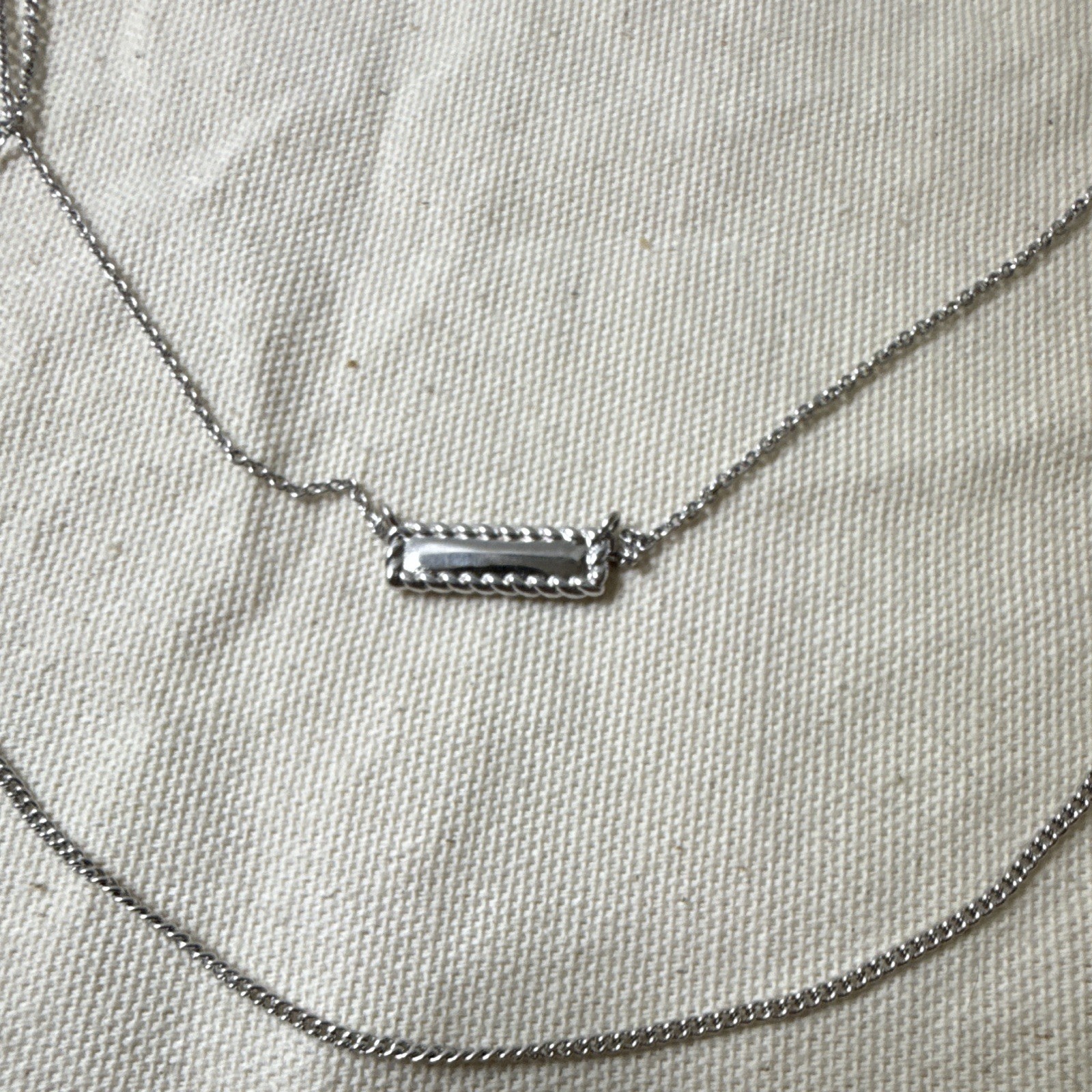 Sterling forever Silver Layered Necklace Set Metal Bar & Oval Pendant