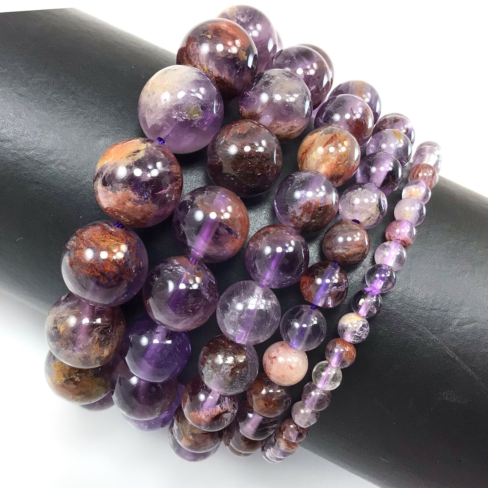 Handmade Gemstone Natural Super Seven Crystal Beaded Bracelet 7.5″ 4 6 8 10 12mm