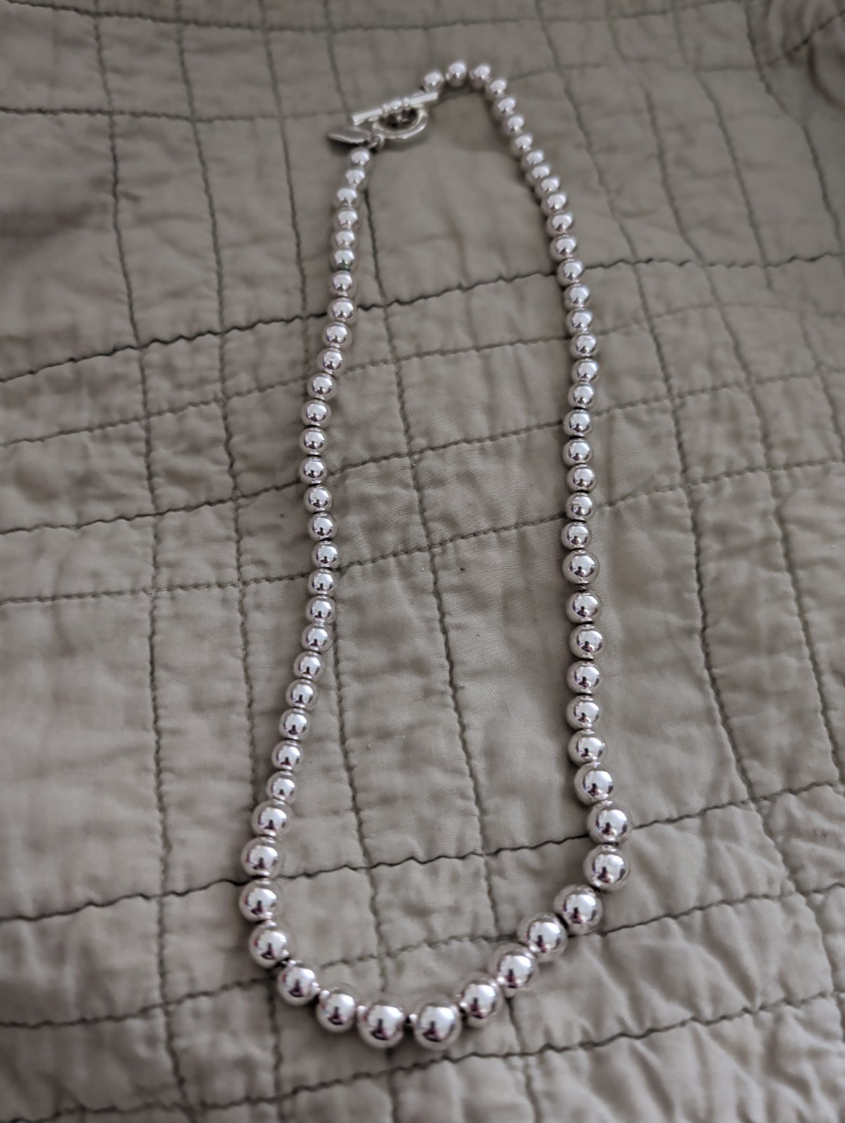 Ralph Lauren 17″ Silvertone Bead Necklace