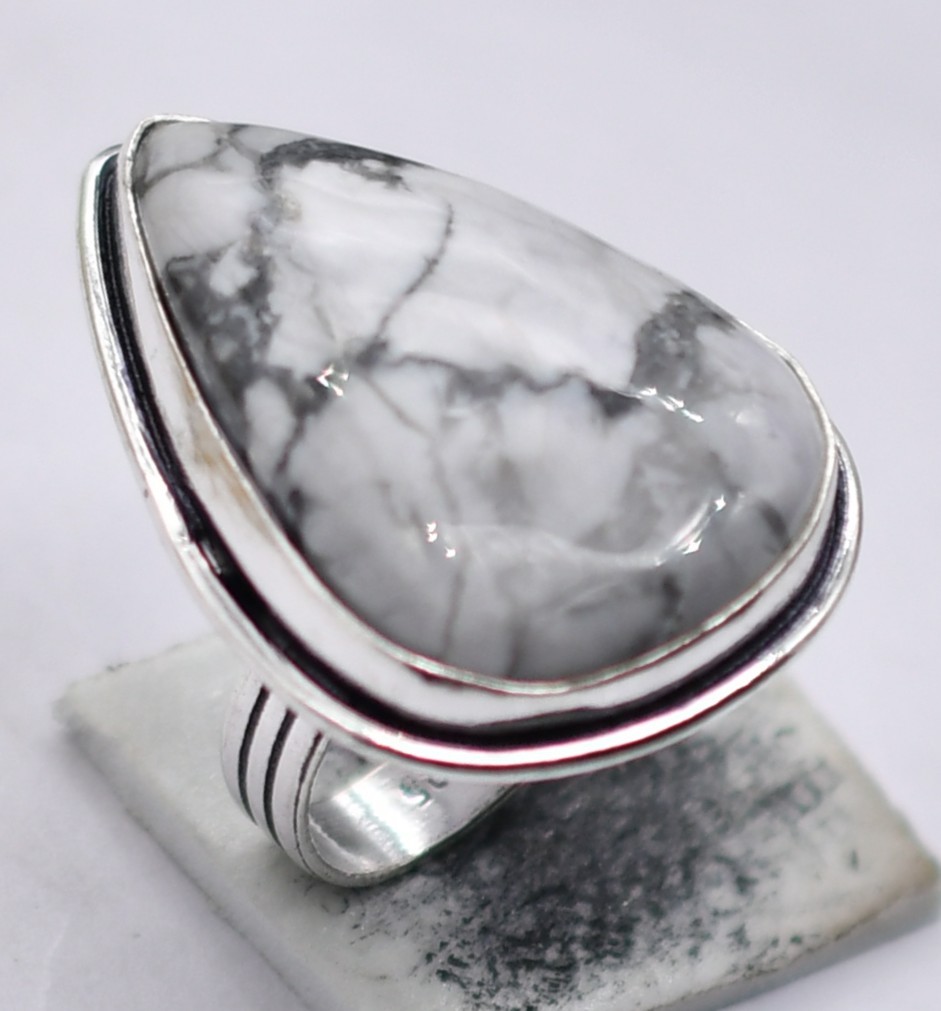 Howlite Natural Gemstone Antique Design Ring US Size-5.75 R 4633