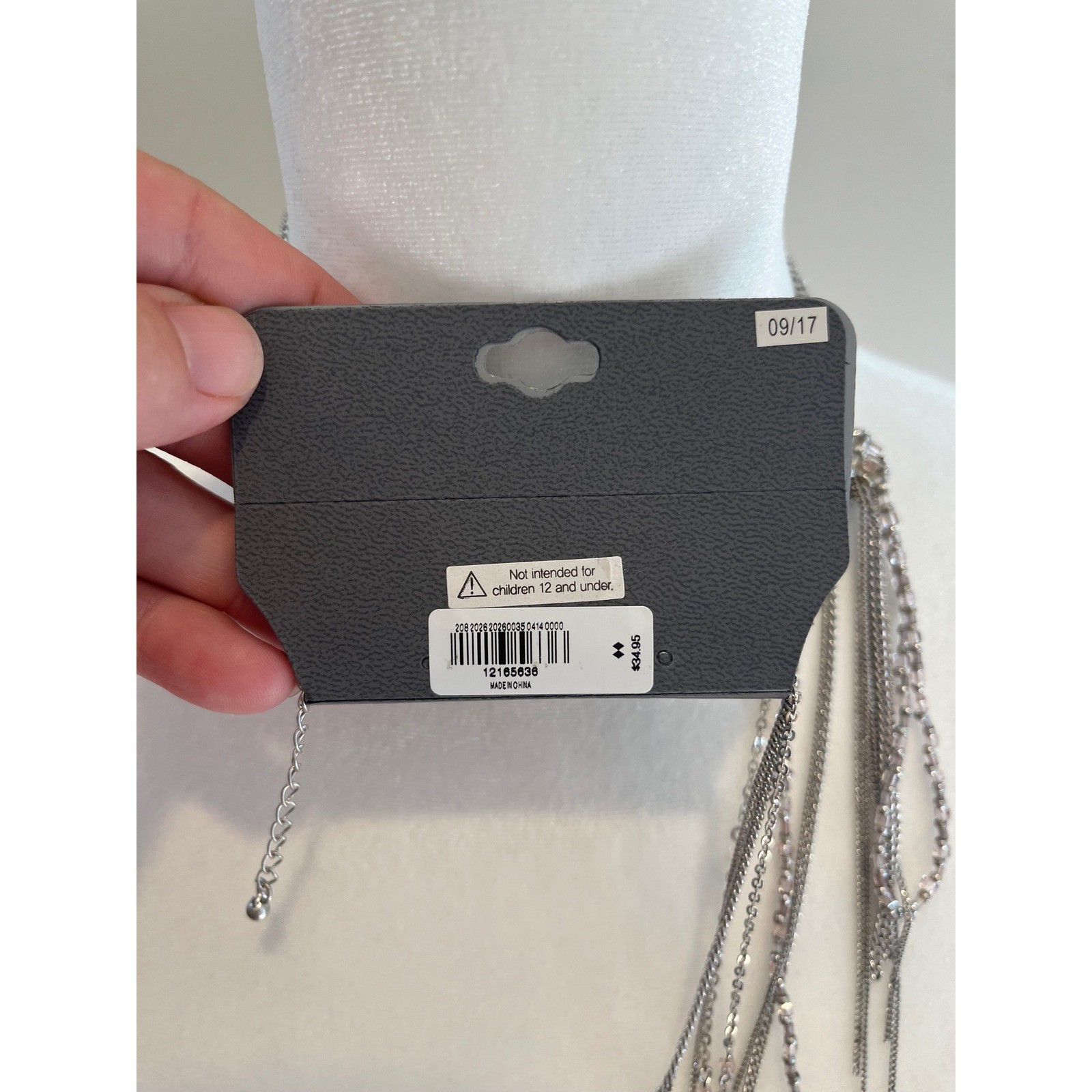 Express Silver Tone Multi Strand Beaded Lariat Tassel Necklace NWT