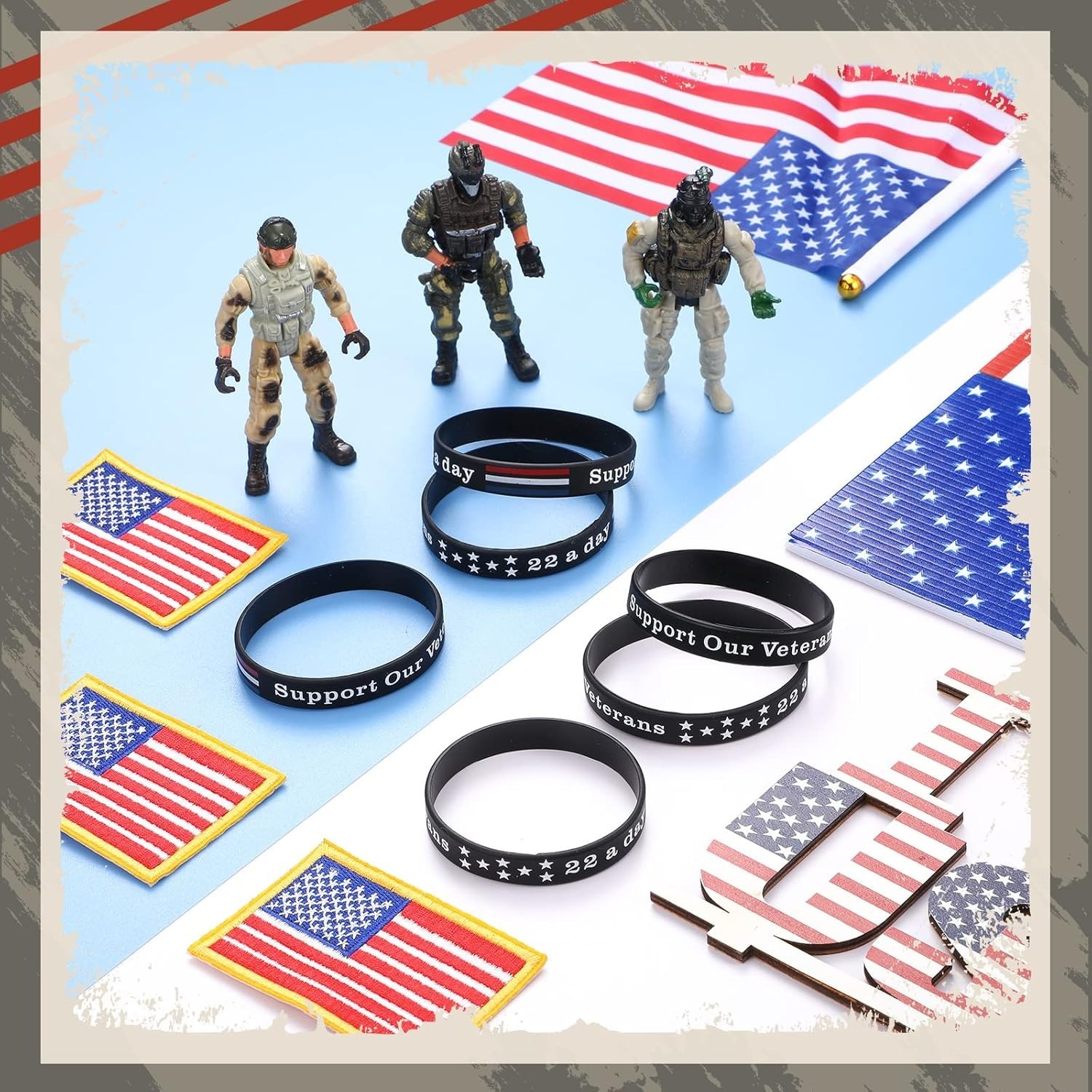 50 Pcs Veterans Day Silicone Bracelets 22 a Day Support Our Veterans Bracelet…