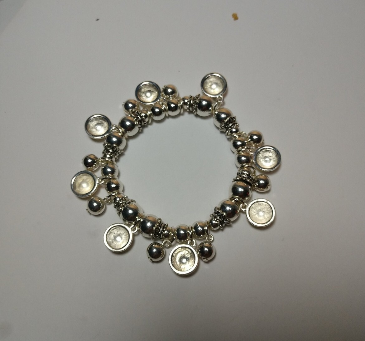 Baseball Charm Bracelet Silver Beads Heavy Duty Stretch Cord New with tags