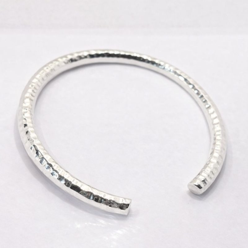 Hand Hammered Silver Cuff Bracelet | Minimalist Open Bangle | Artisan Textured