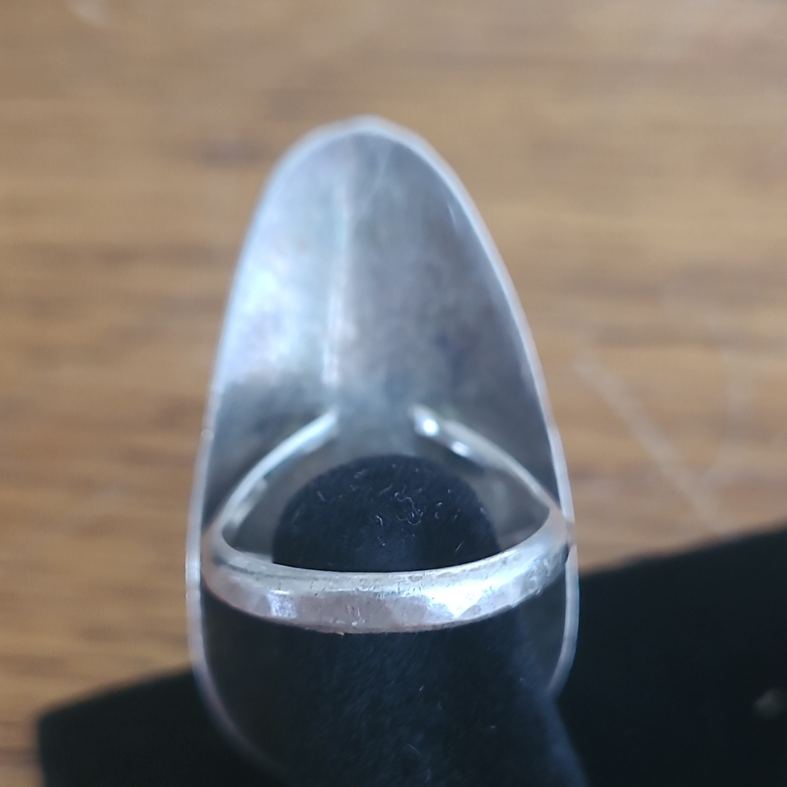 925 Sterling Silver Teardrop Blue Turquoise Bezel Set Statement Ring Size 6.75