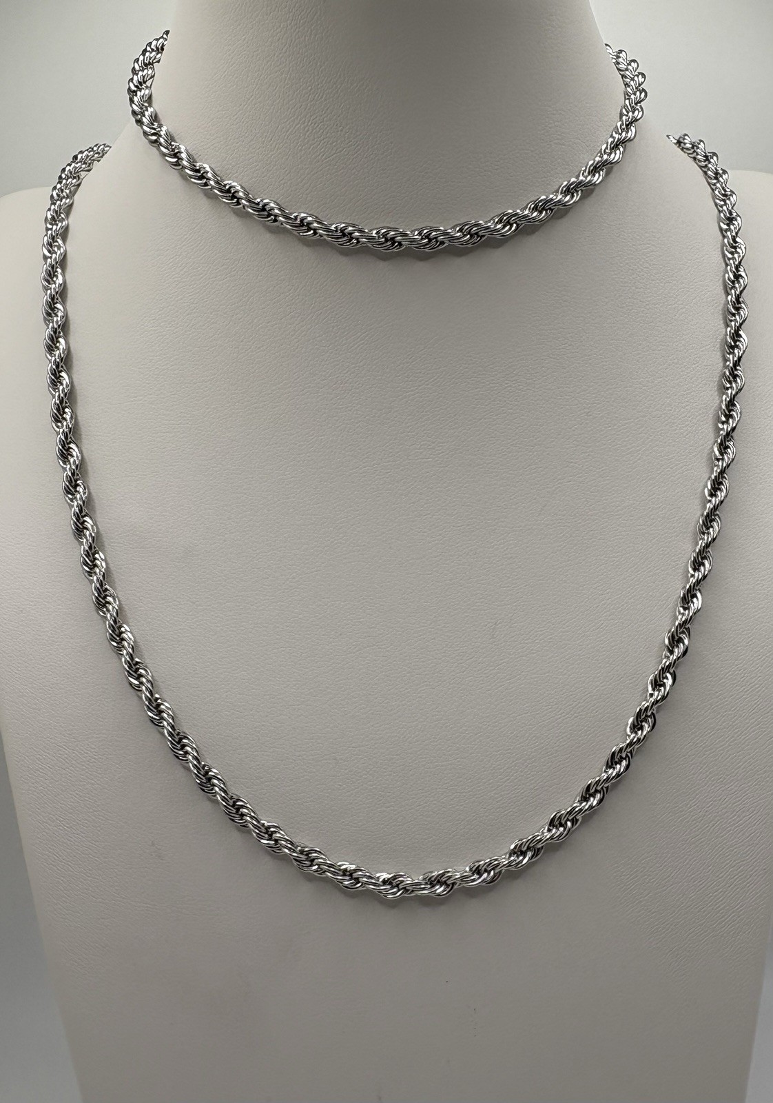 Stainless Steel Rope Chain Necklace & Bracelet Set Adjustable