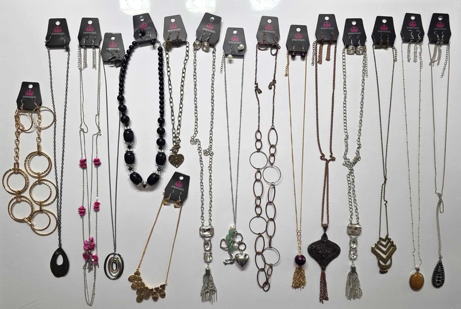 Paparazzi Women’s Necklace Lot of 16 New with Tags Variety of Styles and Colors