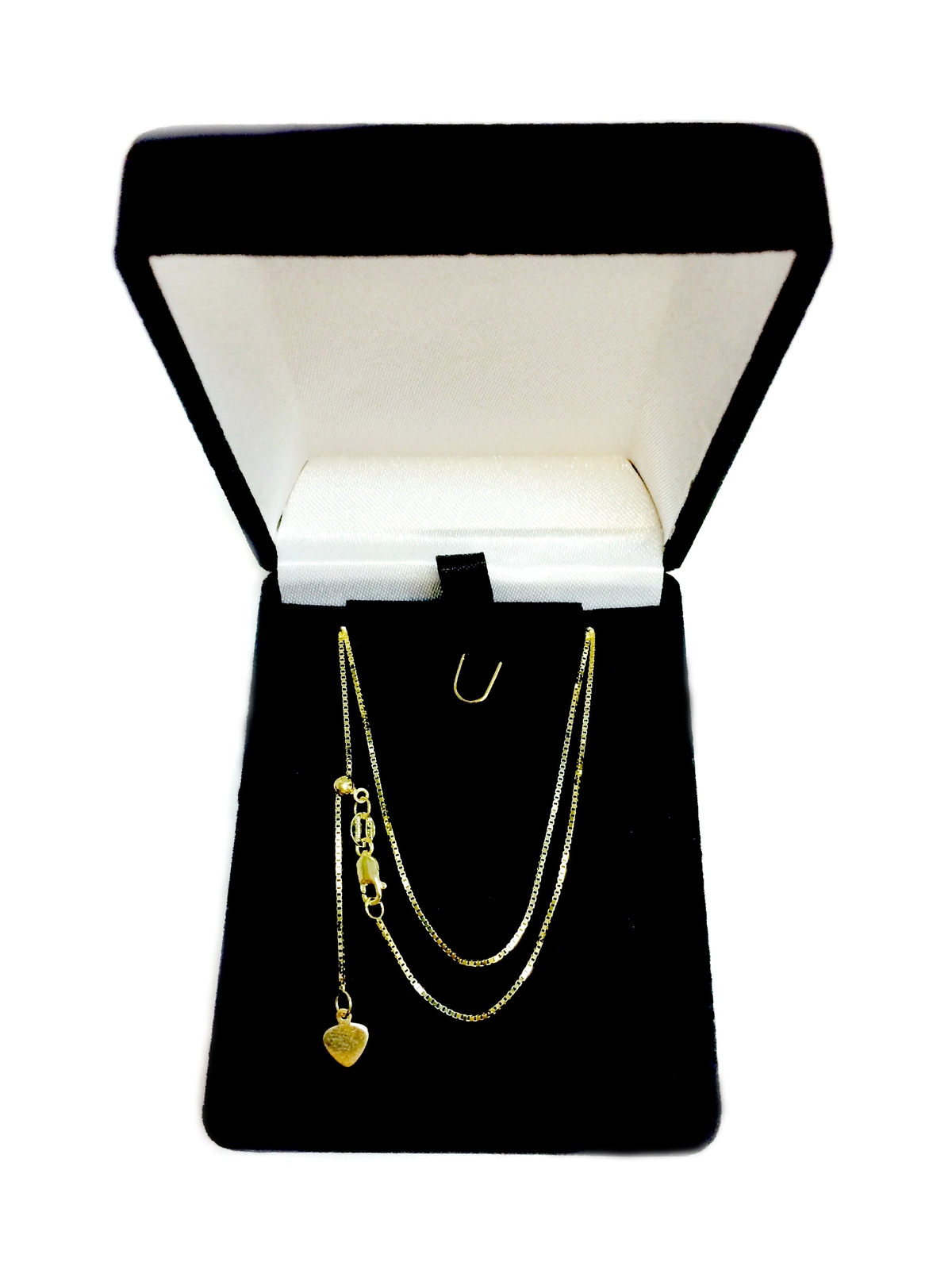10k Yellow Real Gold Adjustable Box Link Chain Necklace, 0.7mm, 22″