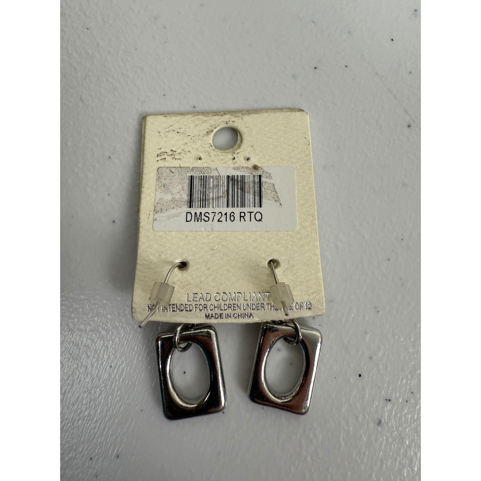 NEW Mia Collection Square Hoop Dangle Earrings Silver Tone Lead Compliant