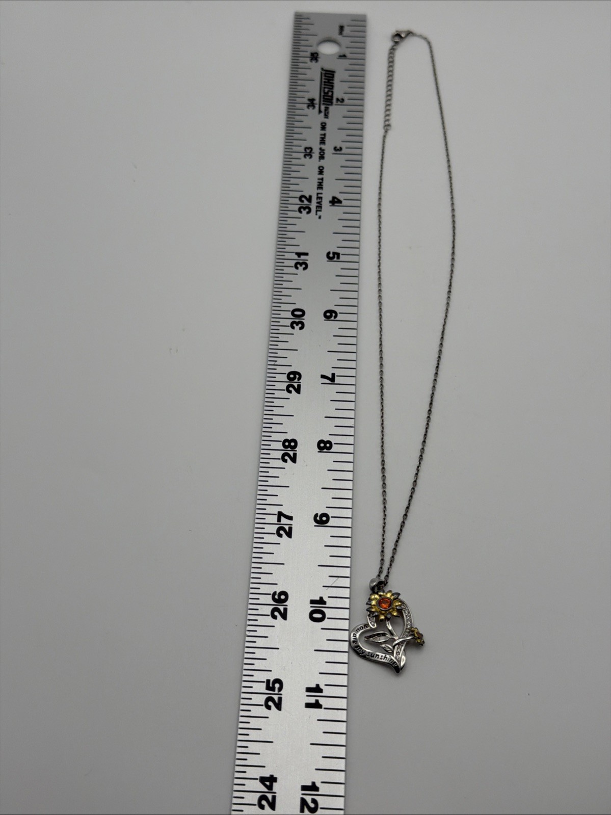 925 Sterling Silver You Are My Sunshine Heart Sunflower Pendant Chain Necklace￼