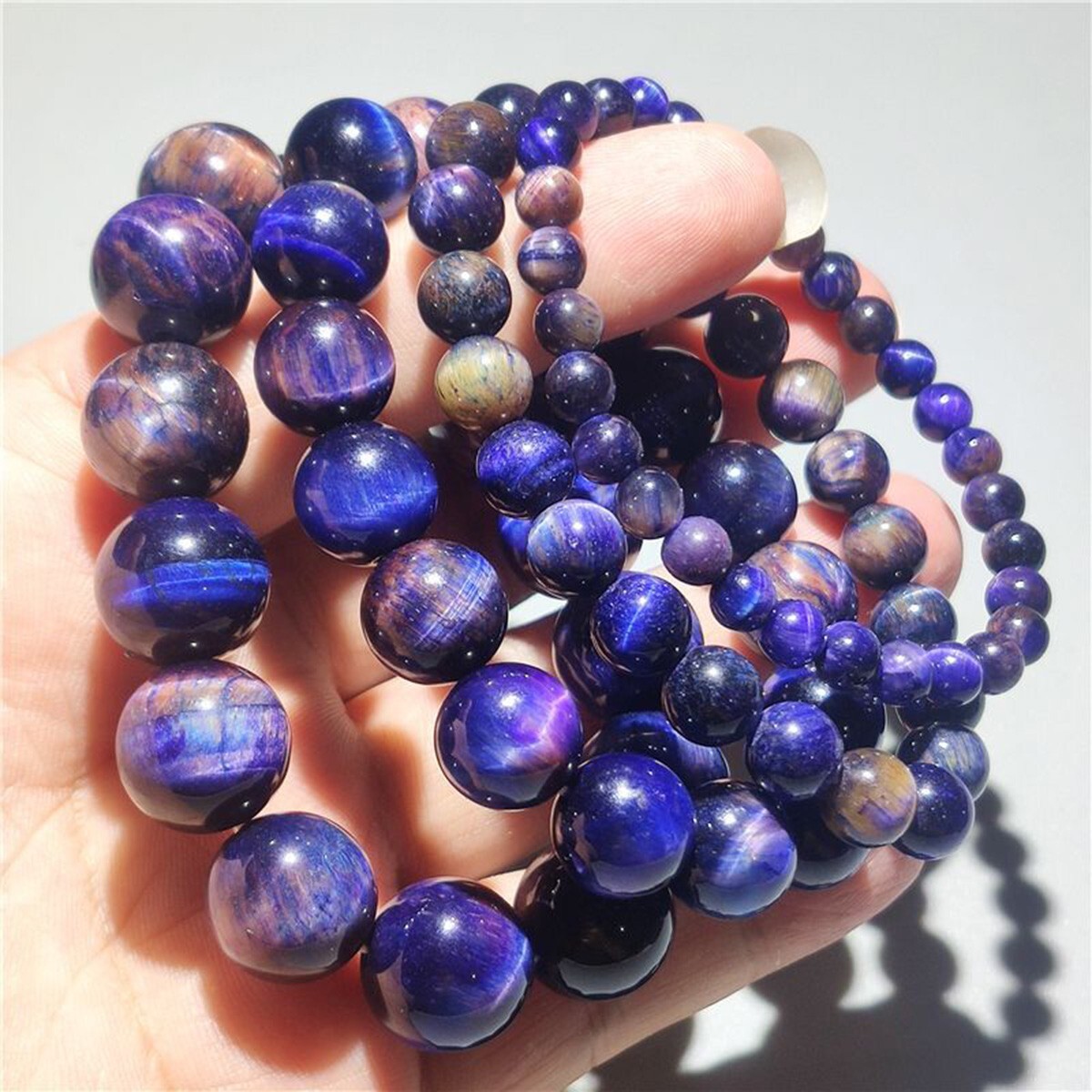 Handmade Natural Sugilite Elastic Stretch Bracelet – 8mm Round Gemstone Beads