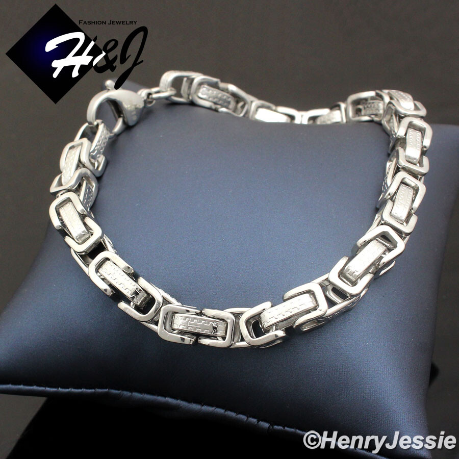 7.5″-11″MEN’s Stainless Steel 6.5mm Silver Byzantine Box Link Chain Bracelet*T