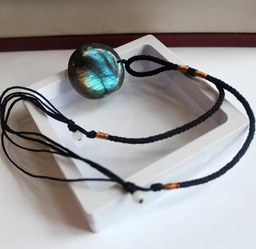 Labradorite Blue Moonstone Necklace Pendant Natural Healing Amulet Protection