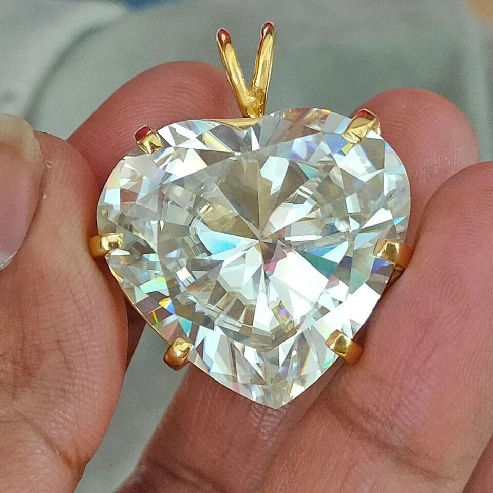 RARE 20 Ct Certified Off White Treated Diamond Solitaire Pendant in 925 Silver