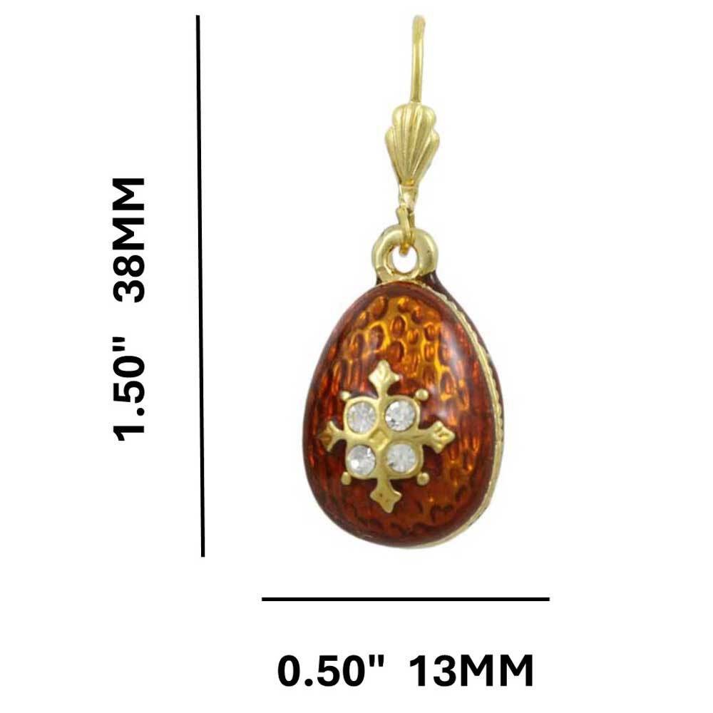 Brown Enamel and Crystal 3D Egg Pierced Earring – LBT407X