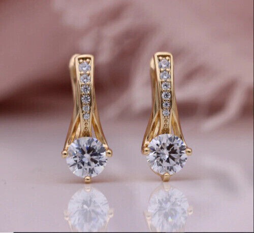 2.50Ct Round Cut Lab Created Diamond Drop Dangle Earrings 14K Yellow Gold Finish