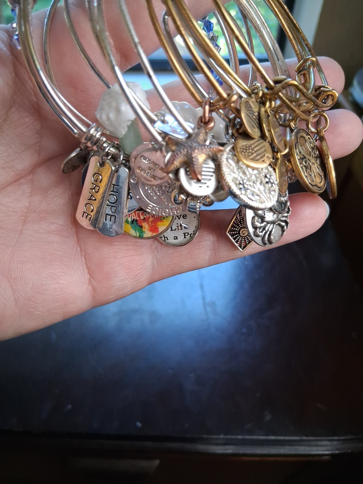 Alex & Ani, Footnote, Etc. Silver& Bronzetone, Charm Bracelet Lot Of 12 (As- Is)