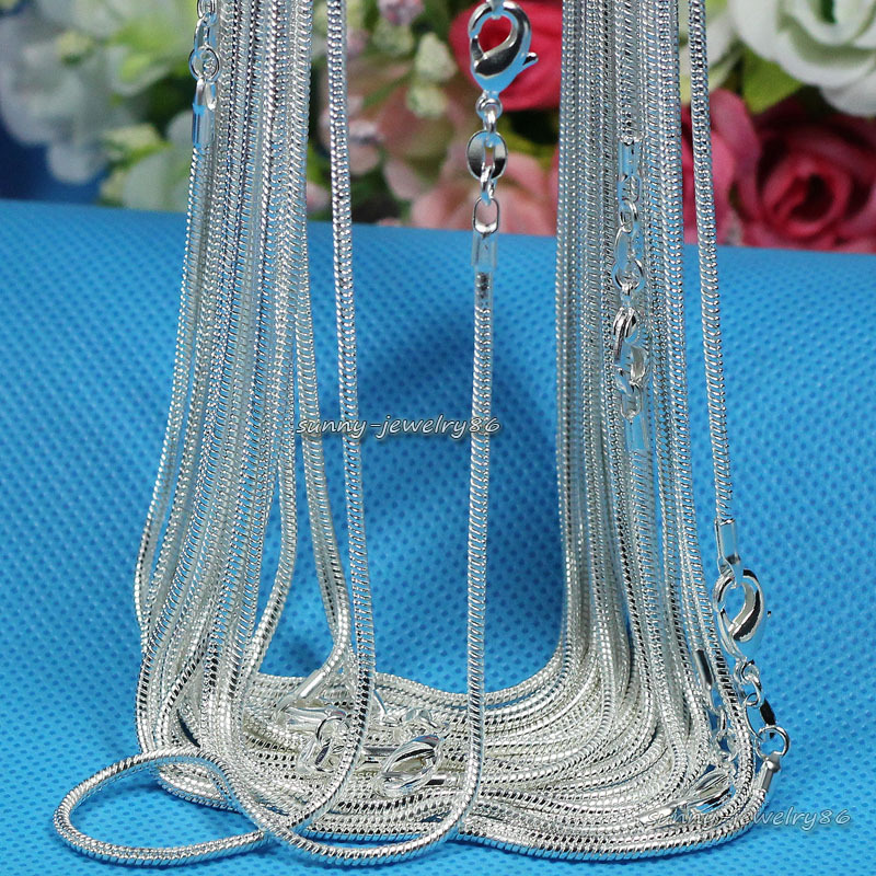 Wholesale lots 925 Sterling Solid Silver Plated 1mm Snake Chain Necklace 16″-24″